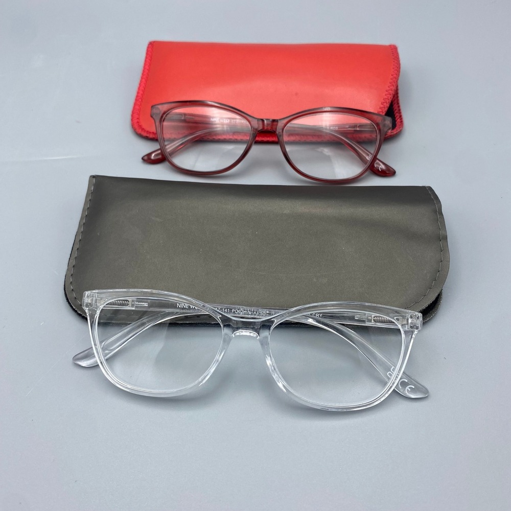 Nine West Women's 2 Pair Reading Glasses 1.50 Clear & Red Frames Reading Glasses